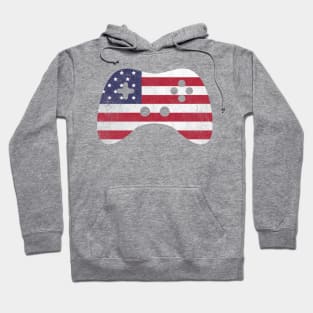 American Gamer Vintage USA Flag Video Game Controller Gamer Hoodie